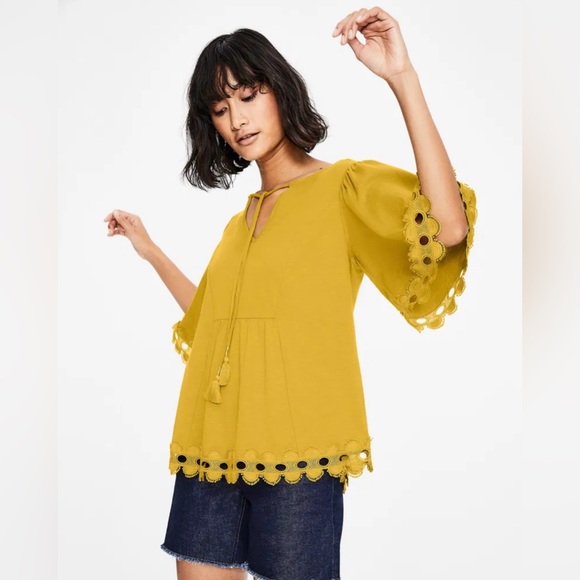 Boden Tops - BODEN Ayla Jersey Top Mustard Yellow Size 10